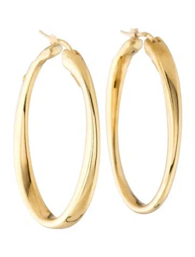 Pre-owned Roberto Coin 18k Large Oval Hoop Earrings In Multicolor