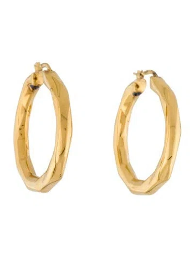 Pre-owned Roberto Coin 18k Medium Faceted Thick Hoop Earrings In Multi