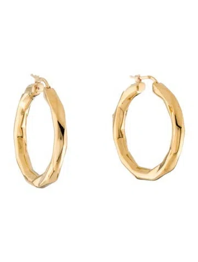 Pre-owned Roberto Coin 18k Medium Faceted Thick Hoop Earrings In Multi