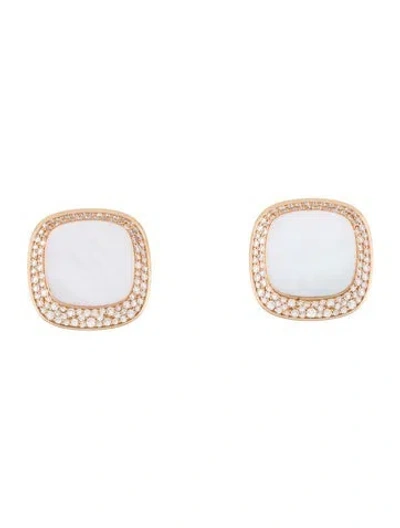 Pre-owned Roberto Coin 18k Mother Of Pearl & Diamond Carnaby Street Convertible Earclips In Multi