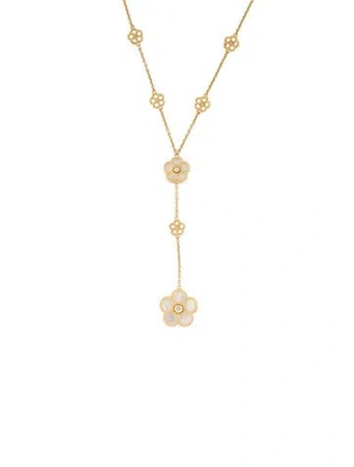 Pre-owned Roberto Coin 18k Mother Of Pearl & Diamond Lavalier Necklace, 17.75" In White