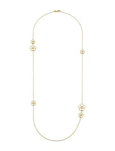 Pre-owned Roberto Coin 18k Mother Of Pearl Daisy Station Necklace, 31.5" In Multi