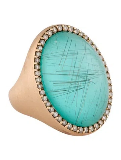 Pre-owned Roberto Coin 18k Mother Of Pearl, Rutilated Quartz Triplet & Diamond Cocktail Ring In Multi
