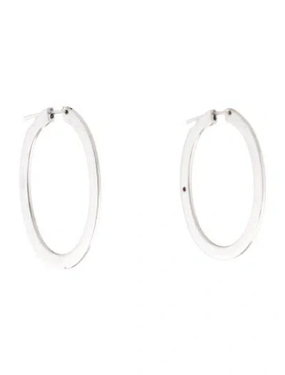Pre-owned Roberto Coin 18k Oval Flat Hoop Earrings In Multi