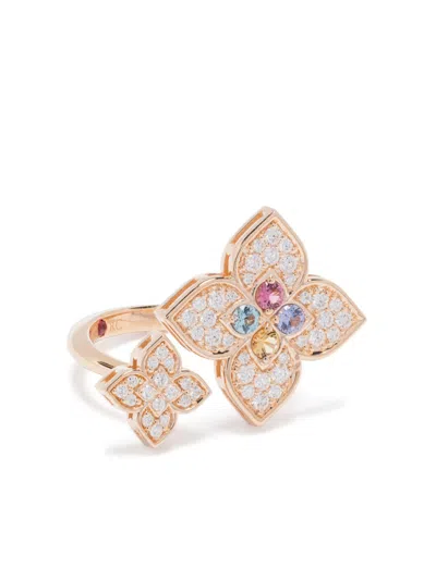Roberto Coin 18k Rose Gold Venetian Princess Multi-stone Ring In Pink