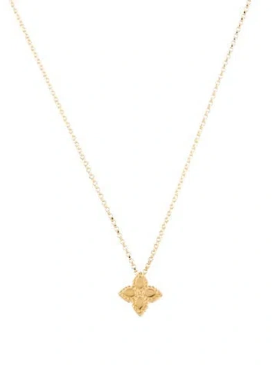 Pre-owned Roberto Coin 18k Princess Flower Small Necklace, 17.75" In Multi
