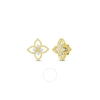 Roberto Coin 18k Principessa Small Open Flower Diamond Stud Earring In Yellow