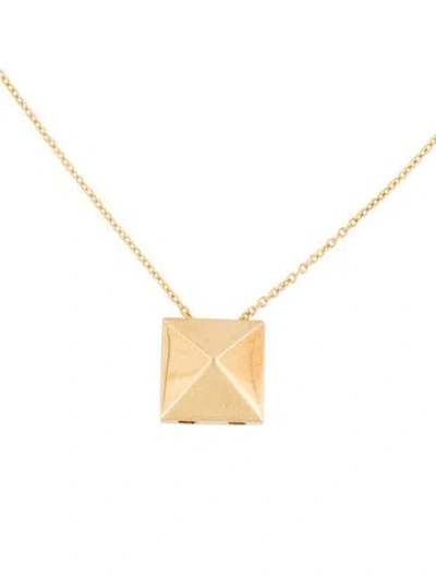 Pre-owned Roberto Coin 18k Pyramid Pendant Necklace, 17.5" In Multi