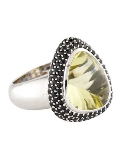 Pre-owned Roberto Coin 18k Quartz & Sapphire Capri Plus Cocktail Ring In Multi