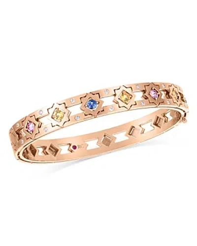 Roberto Coin 18k Rose Gold Diamond (0.2 Ct. T.w.) & Multi-sapphire (1.16 Ct. T.w.) Navarra Bangle In Multi/rose Gold