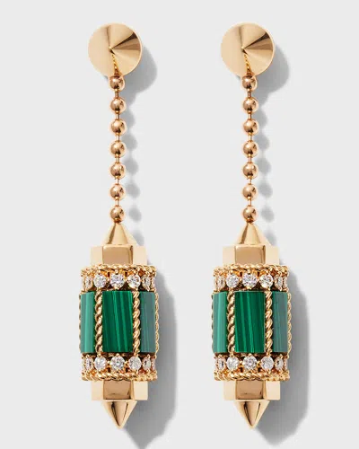 Roberto Coin 18k Rose Gold Diamond & Malachite Drop Earrings In Green