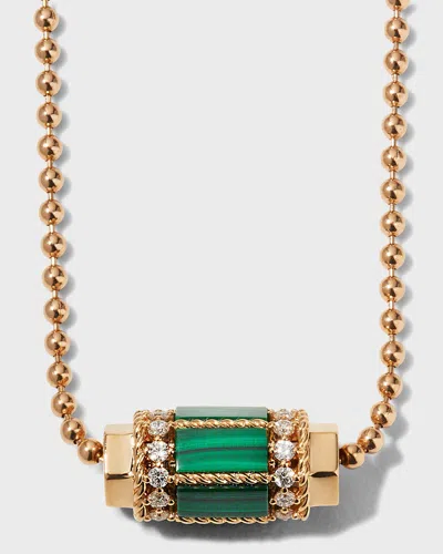Roberto Coin 18k Rose Gold Diamond & Malachite Pendant Necklace In Green