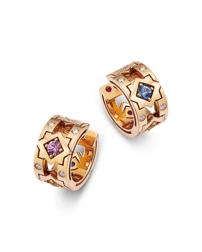 Roberto Coin 18k Rose Gold Diamond & Sapphire Navarra Hoop Earrings