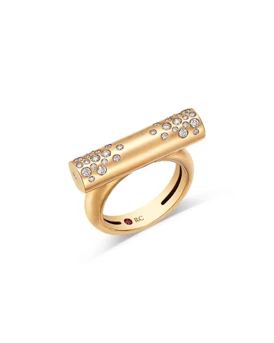 Roberto Coin 18k Rose Gold Domino Diamond Cylindrical Bar Ring
