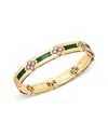Roberto Coin 18k Rose Gold Love In Verona Malachite & Diamond Flower Bangle Bracelet In Gold