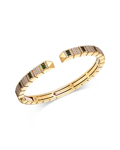 Roberto Coin 18k Rose Gold Obelisco Diamond & Green Tourmaline Bangle Bracelet