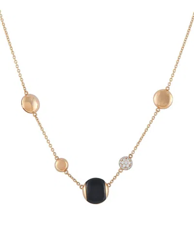Pre-owned Roberto Coin 18k Rose Gold Onyx Necklace (authentic Pre-loved)