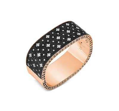 Roberto Coin 18k Rose Gold Venetian Princess Black & White Diamond Bangle Bracelet