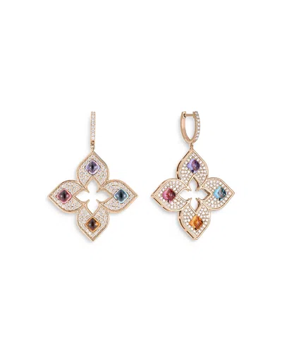 Roberto Coin 18k Rose Gold Venetian Princess Carnival Multi Gemstone & Diamond Flower Drop Earrings In Multi/pink