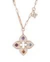 Roberto Coin 18k Rose Gold Venetian Princess Carnival Multi Gemstone & Diamond Flower Pendant Necklace, 17 In Multi