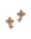 Roberto Coin 18k Rose Gold Venetian Princess Carnival Multi Gemstone & Diamond Double Flower Stud Earrings In Rose Gold
