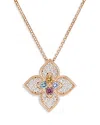 Roberto Coin 18k Rose Gold Venetian Princess Carnival Multi Gemstone & Diamond Flower Pendant Necklace, 16-17 In Multi/pink