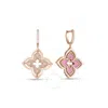 Roberto Coin 18k Rose Gold Venetian Princess Pirouette Diamond & Rhodonite Flower Drop Earrings - 88