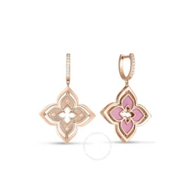 Roberto Coin 18k Rose Gold Venetian Princess Pirouette Diamond & Rhodonite Flower Drop Earrings - 88