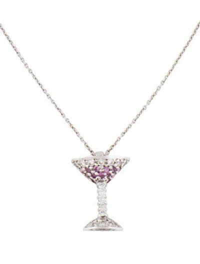 Pre-owned Roberto Coin 18k Sapphire & Diamond Cosmo Glass Pendant Necklace, 16" In Multicolor