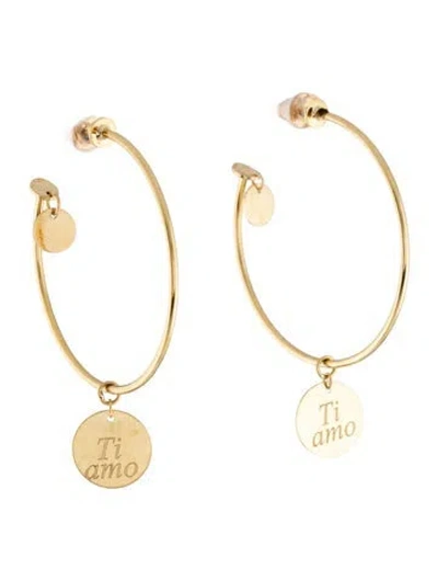 Pre-owned Roberto Coin 18k 'ti Amo' Hoop Disk Earrings In Multicolor