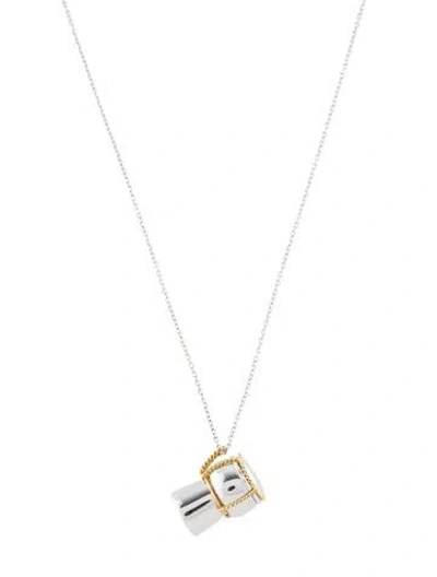 Pre-owned Roberto Coin 18k Two-tone Champagne Cork Pendant Necklace, 20" In Multi