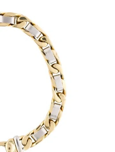 Pre-owned Roberto Coin 18k Two-tone Curb Chain Link Bracelet, 8" In Multicolor