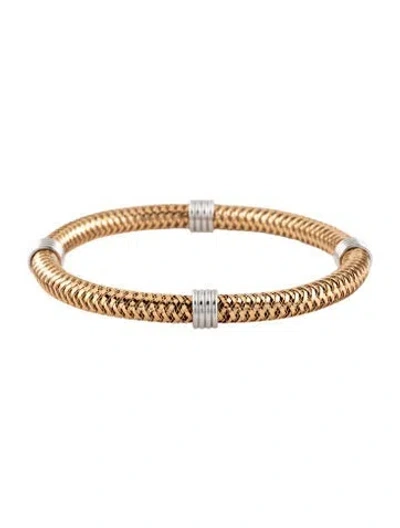 Pre-owned Roberto Coin 18k Two-tone Primavera Flex Station Bracelet, 6.75" In Multicolor