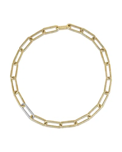 Roberto Coin 18k White & Yellow Gold Chains Diamond Paperclip Link Collar Necklace, 18 In Gold/white