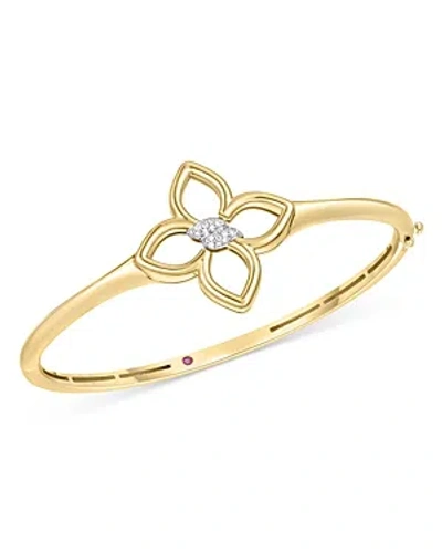 Roberto Coin 18k White & Yellow Gold Cialoma Diamond Flower Bangle Bracelet