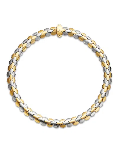 Roberto Coin 18k White & Yellow Gold Men's Cobra Link Chain Bracelet In Multi