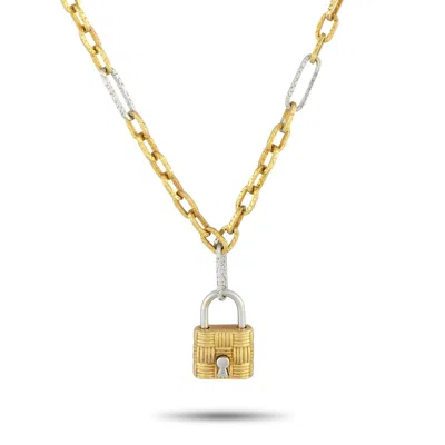 Roberto Coin 18k White And Yellow Gold Padlock Pendant Necklace Rc07-082025