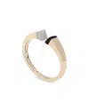 ROBERTO COIN 18K WHITE & YELLOW GOLD SAUVAGE BLACK JADE & DIAMOND PAVE BANGLE BRACELET