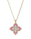 Roberto Coin 18k White & Yellow Gold Venetian Princess Rhodonite & Diamond Flower Pendant Necklace, 16-18 In Pink/gold
