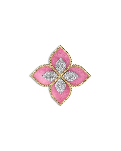 Roberto Coin 18k White & Yellow Gold Venetian Princess Rhodonite & Diamond Flower Ring