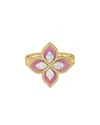 Roberto Coin 18k White & Yellow Gold Venetian Princess Rhodonite & Diamond Flower Ring In Pink/gold