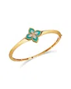 Roberto Coin 18k White & Yellow Gold Venetian Princess Turquoise & Diamond Flower Bangle Bracelet In Multi