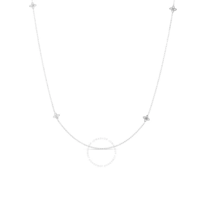 Roberto Coin 18k White Gold 0.20ct Diamond Love By The Yard 4 Station Necklace - 7773318aw23x In White, Gold-tone