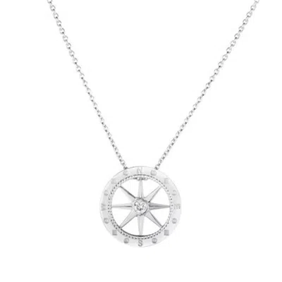 Roberto Coin 18k White Gold 0.03cttw Diamond Tiny Treasures Compass Necklace 18" - 002137awchx0 In Metallic