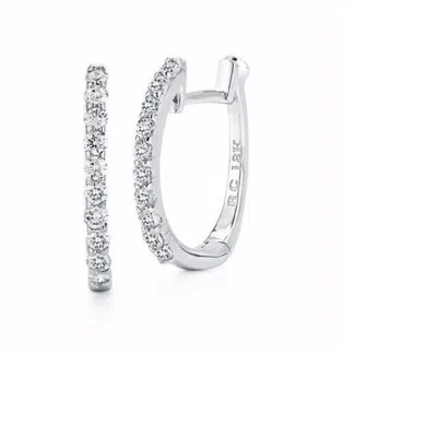 Roberto Coin 18k White Gold 0.20 Ct Diamond Pave Huggie Earrings 12mm Wide