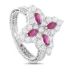Roberto Coin 18k White Gold 1.04 Ct Diamond And 0.50 Ct Ruby Princess Flower Ring Rc13-090525 In White