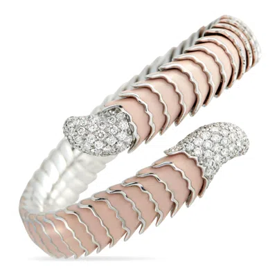 Roberto Coin 18k White Gold 1.50ct Diamond And Enamel Bracelet Rc01-050726 In Metallic