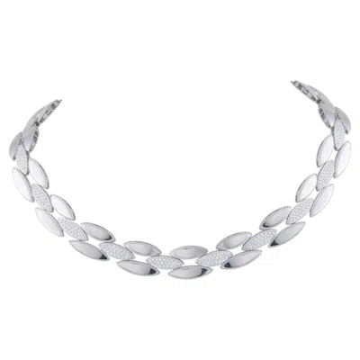 Pre-owned Roberto Coin 18k White Gold 2.50ct Diamond Choker Necklace Rc05-040826
