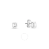 Roberto Coin 18k White Gold Bezel Set Emerald Cut Diamond Stud Earrings With 2 Emerald Cut Diamonds  In White