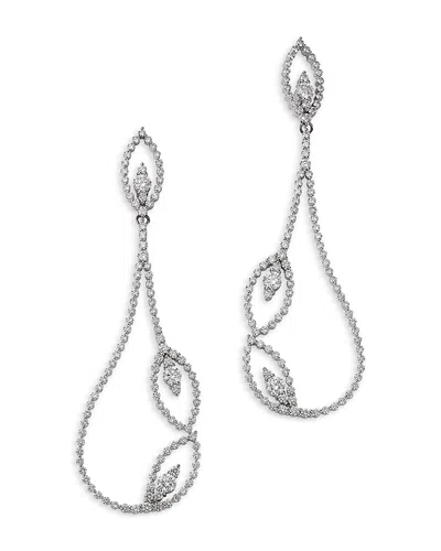 Roberto Coin 18k White Gold Byzantine Barocco Diamond Leaf Inspired Drop Earrings In Metallic